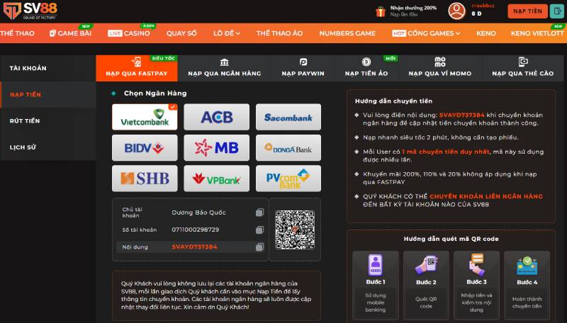 Hướng Dẫn Chi Tiết Cách Nạp Tiền Sv88 Nhanh Chóng Và An Toàn