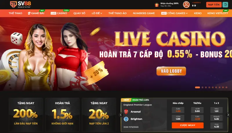 Cổng game tài xỉu nhà cái SV88